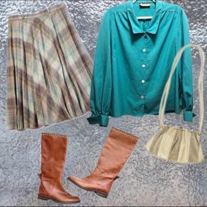 vtg 1980•teal blouse